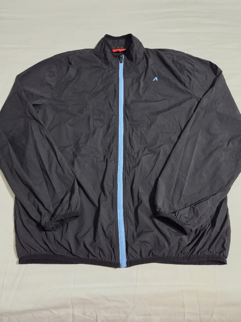 Redvanly Foster Windbreaker Lightweight Men's Black Jacket with Blue Trim. Sz M.